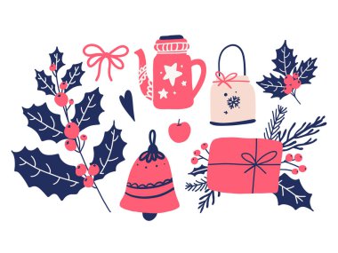 El çizimi Noel süsleri, Yeni Yıl ve Kış Vintage çizimleri