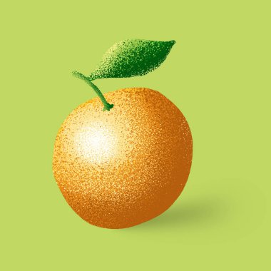 Renkli turuncu meyve çizimi yeşilde izole edilmiş. Tasarım elementi için yaratıcı tanecikli meyvelerin basit bir çizimi. Ürün ambalajı, poster, kampanya vs. için uygun.