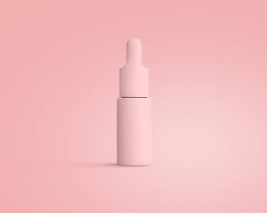 Güzellik ürünleri tasarımı için üç boyutlu kozmetik şişeleri. Model modeller için pembe paketleme.