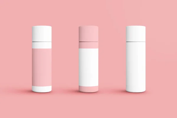 Representación Botellas Cosméticas Para Diseño Productos Belleza Embalaje Rosa Para —  Fotos de Stock