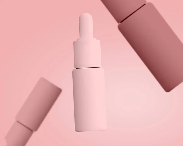 Rendering Van Cosmetische Flessen Voor Beauty Producten Design Roze Verpakking — Stockfoto