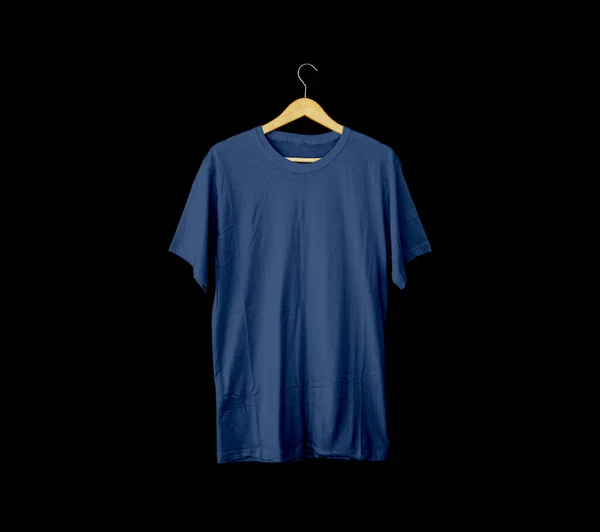 Kurzärmelige Blaue Shirts Für Attrappen Schlichtes Shirt Mit Schwarzem Hintergrund — Stockfoto