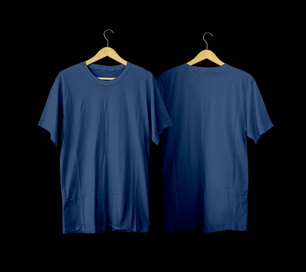 Kurzärmelige Blaue Shirts Für Attrappen Schlichtes Shirt Mit Schwarzem Hintergrund — Stockfoto