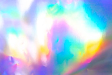 Renkli holografik arka plan. Doku, kapak, duvar kağıdı, baskı vs. için modern Gökkuşağı folyosu. Parlak fütürist bulanık hologram ve soyut eğim renkleri. 