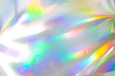 Renkli holografik arka plan. Doku, kapak, duvar kağıdı, baskı vs. için modern Gökkuşağı folyosu. Parlak fütürist bulanık hologram ve soyut eğim renkleri. 