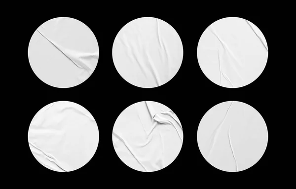 Yapıştırılmış Çıkartma Modeli Yuvarlak Çıkartma Koleksiyonu Siyah Arkaplan Üzerine Yapıştırıcı — Stok fotoğraf