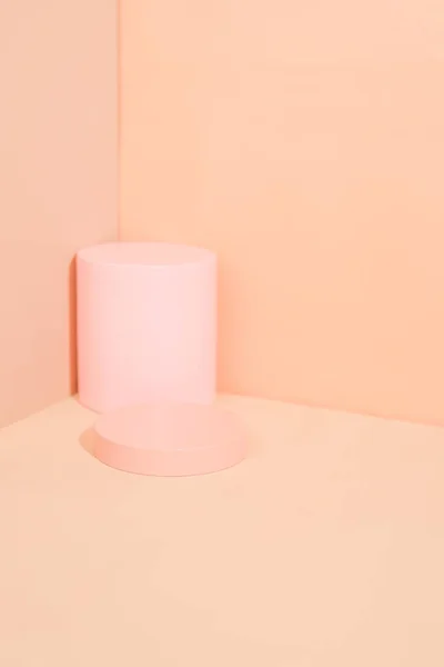 Disposición Plataforma Del Producto Color Pastel Rosa Estilo Minimalista Diseño —  Fotos de Stock