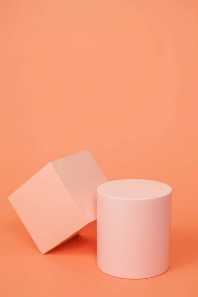 Product Platform Arrangement Pink Pastel Color Minimalist Style Trendy Display — Fotografia de Stock