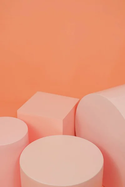 Disposición Plataforma Del Producto Color Pastel Rosa Estilo Minimalista Diseño —  Fotos de Stock