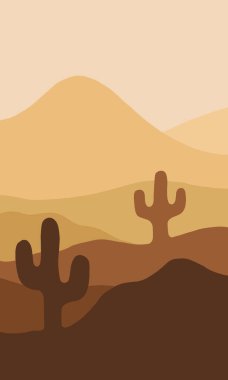 Basit ve minimalist bir tasarımla bir manzara çizimi. Asgari renk kompozisyonu içinde doğanın yaratıcı soyut illüstrasyonu. macera temalı görünüm.