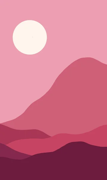 a landscape illustration in a simple and minimalist design. creative abstract illustration of nature in a minimal color composition. adventure-themed view.