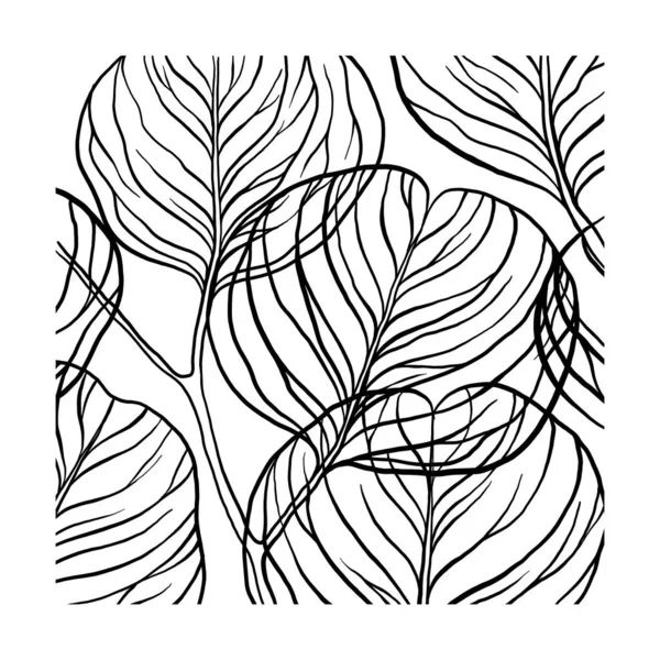 Лінійний Художній Квітковий Візерунок Текстура Природи Намальована Вручну Білим Кольором — стоковий вектор