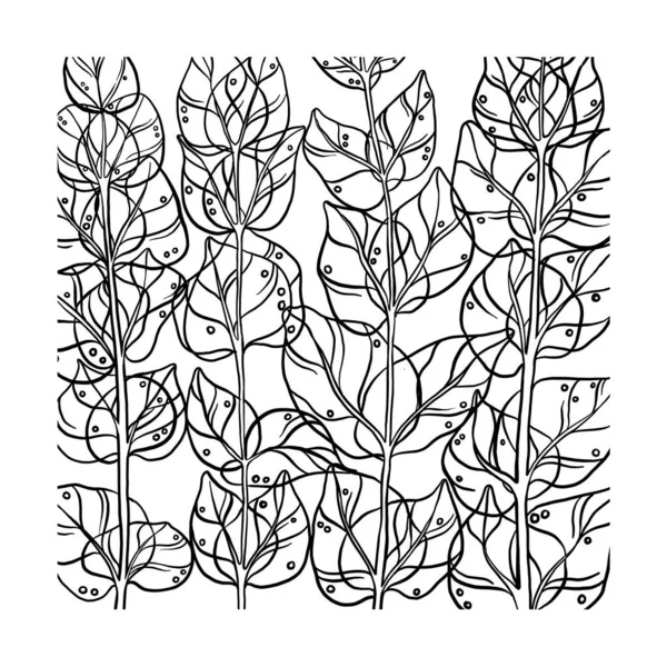 Лінійний Художній Квітковий Візерунок Текстура Природи Намальована Вручну Білим Кольором — стоковий вектор