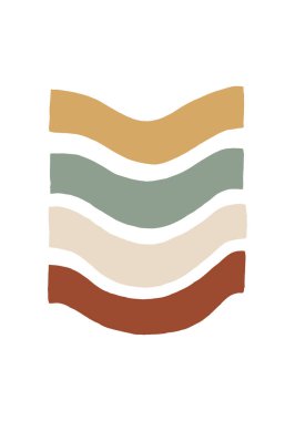 Elle çizilmiş boho geometrik şekil toprak tonunda veya sonbahar renginde. Moda ve modaya uygun bohem minimalist tasarım konsepti. yazdırma, web ve sosyal medya için modern vektör.