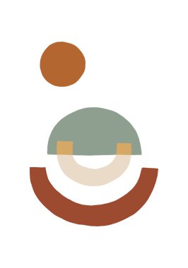 Elle çizilmiş boho geometrik şekil toprak tonunda veya sonbahar renginde. Moda ve modaya uygun bohem minimalist tasarım konsepti. yazdırma, web ve sosyal medya için modern vektör.