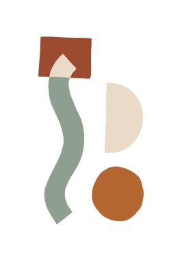 Elle çizilmiş boho geometrik şekil toprak tonunda veya sonbahar renginde. Moda ve modaya uygun bohem minimalist tasarım konsepti. yazdırma, web ve sosyal medya için modern vektör.