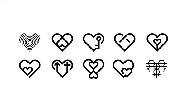Variety Love Icons Set Various Styles Heart Love Illustration Creative — Stockvektor