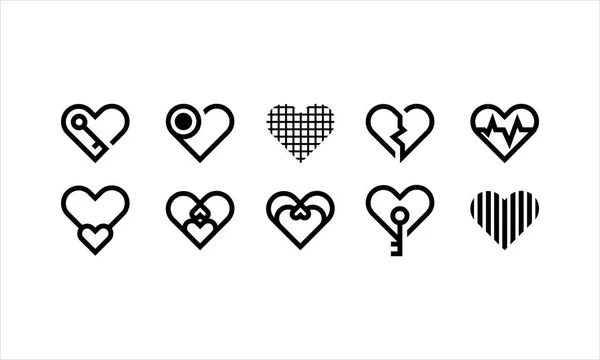 Variety Love Icons Set Various Styles Heart Love Illustration Creative — Stockvektor