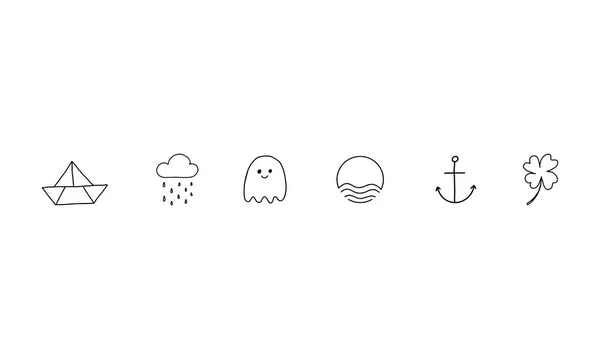 Set Playful Icon Illustrations Collection Simple Minimalist Icons Outline Style — Vetor de Stock