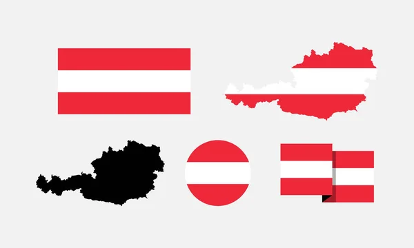 Republic Austria Attributes Flag Rectangle Maps Set Element Vector Illustrations — Stockvektor