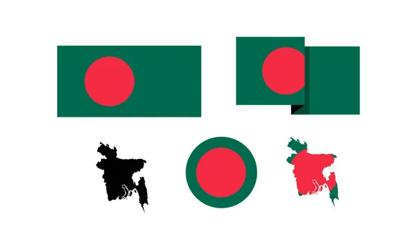 Atributos Bangladesh Bandeira Retângulo Redondo Mapas Conjunto Elementos Vetoriais Ilustrações — Vetor de Stock