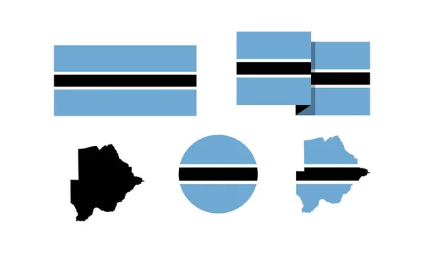 ボツワナ共和国の属性 旗を長方形 地図で囲みます 国民のお祝いの日のための要素ベクトルイラストのセット — ストックベクタ