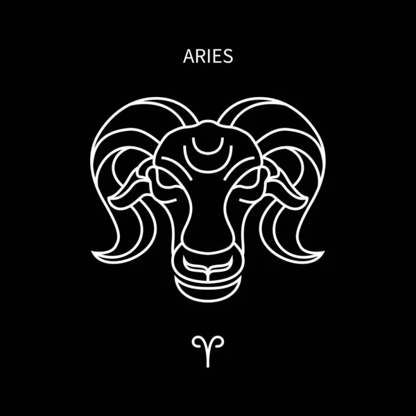 Aries Symbole Horoscope Dans Douze Constellation Zodiaque Une Ligne Plate — Image vectorielle