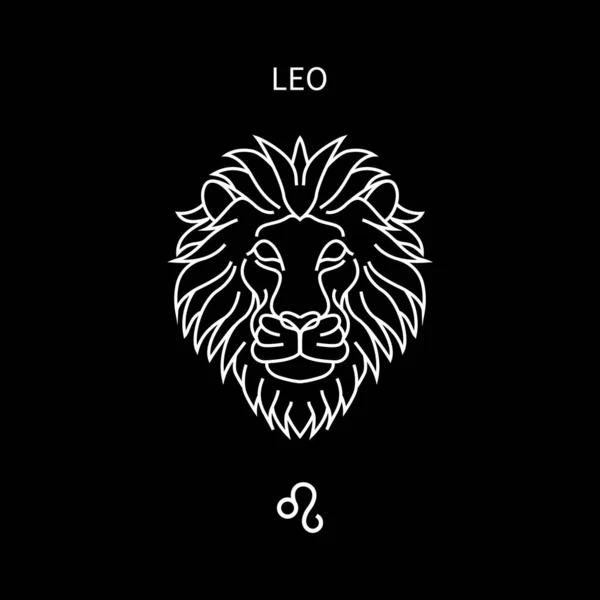 Leo Horoscope Symbol Twelve Zodiac Constellation Flat Line Zodiac Icons — Vetor de Stock