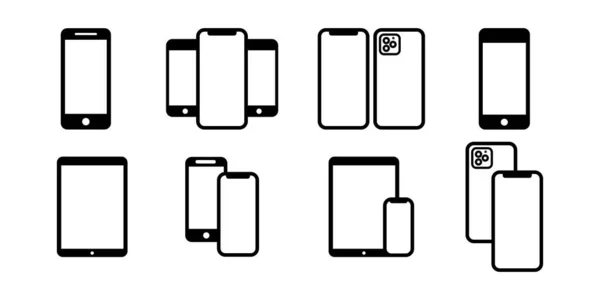 Enhet Och Gadget Illustration Samling Set Telefon Och Surfplatta Linje — Stock vektor