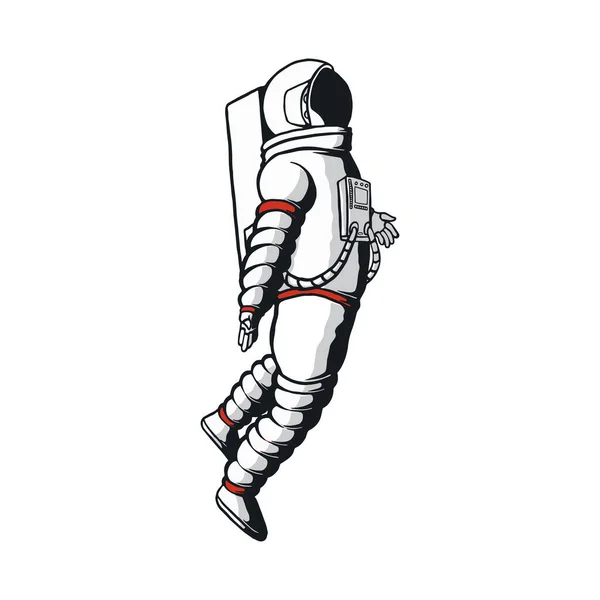 Realistic Illustration Floating Astronaut Creative Vector Drawing Cosmonaut Illustrated Cartoon — Stock Vector