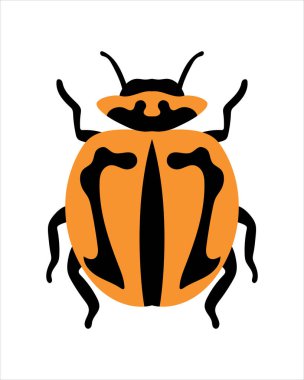 Çizgili uğur böceği. Böceklerin düz vektör çizimi. Böcekler ve bahçe konsepti renkli temalı animasyonlar. beyaz arkaplanda izole edilmiş doğanın karikatür çizimi.