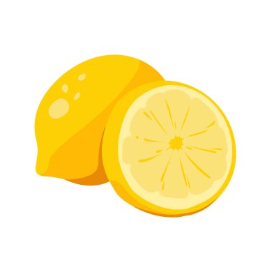 fresh lemon sliced. the tropical fruits illustration collection in vector design. healthy, juicy, and sour food. colorful fruit animation isolated on white background.