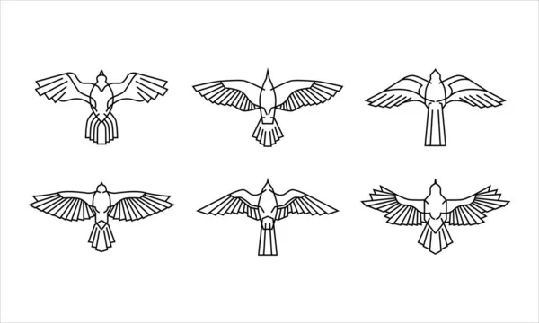 Set Hawk Icon Logo Ancient Egypt Illustration Falcon Bird Collection — Vettoriale Stock
