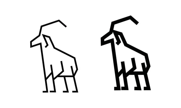 Mountain Goat Line Art Vector Illustration Isolated White Background Minimal — Stock vektor