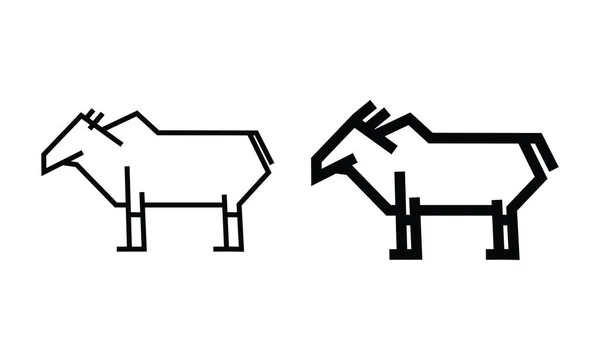 Cow Line Art Vector Illustration Isolated White Background Minimal Outline —  Vetores de Stock