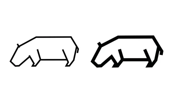 Hippopotamus Line Art Vector Illustration Isolated White Background Minimal Outline — ストックベクタ