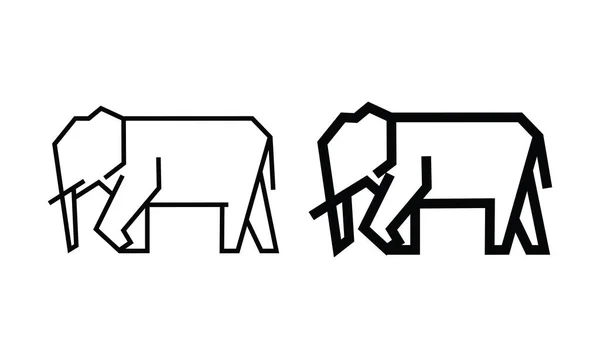 Elephant Line Art Vector Illustration Isolated White Background Minimal Outline — Vector de stock