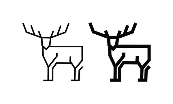 Elk Line Art Vector Illustration Isolated White Background Minimal Outline — стоковый вектор