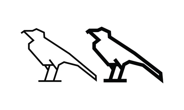 Raven Line Art Vector Illustration Isolated White Background Minimal Outline — Stockvector