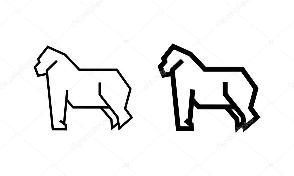 Gorilla line art vector illustration isolated on white background. minimal outline icon for simple animal logo concept.