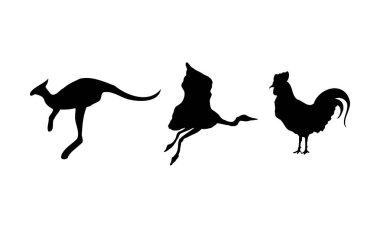 set of silhouette illustrations for sticker, logo, element design, etc. simple vector drawing collection of animals in a silhouette style.