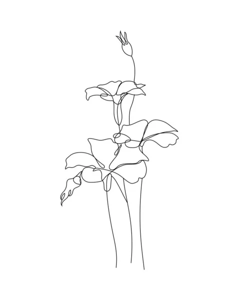 One Line Art Illustration Flower Continuous Hand Drawn Drawing Vector — Διανυσματικό Αρχείο