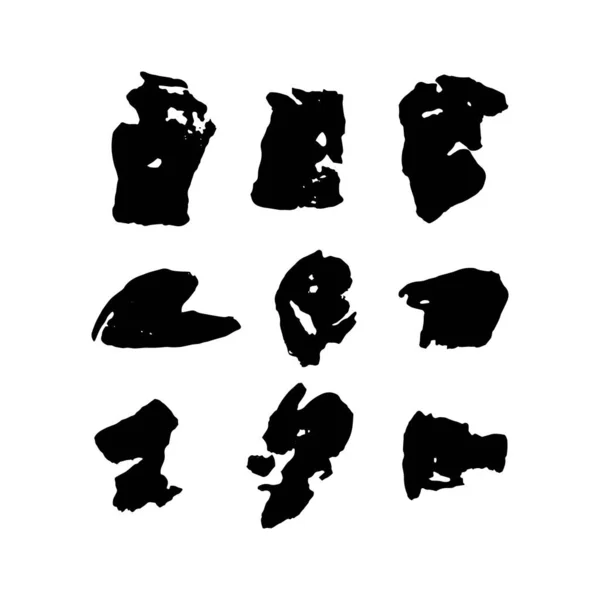 Collection Black Ink Strokes Scratch Material Drawing Vector Lines — 图库矢量图片