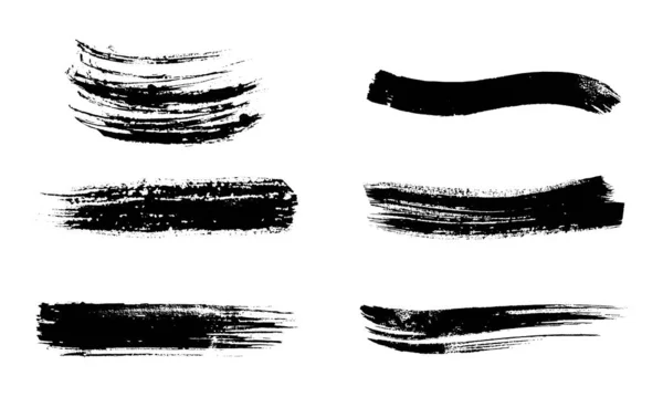 Set Black Ink Strokes White Paper Graphic Design Elements Lower — 图库矢量图片