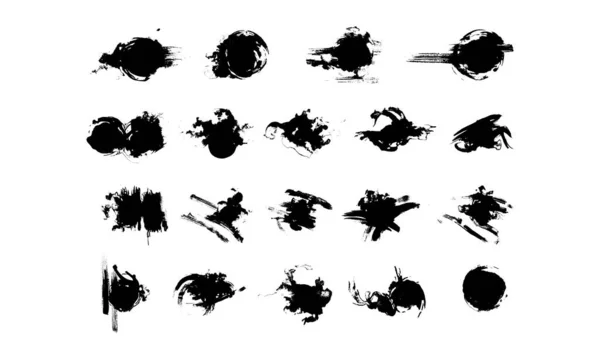 Колекція Абстрактних Штрихів Чорнила Плям Чорнила Елементів Грандж Дизайну Чорний — стоковий вектор