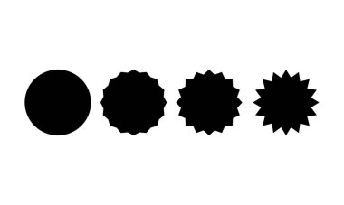 basic round and star shape set for sticker sale in black color isolated on white background. element vector design for label, tag, promo, template, campaign, etc.