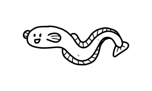 可愛い電気ウナギ 子供のための海の動物の漫画の着色キャラクターコレクション 子供の創造性のための簡単な面白い動物の図面イラスト ベクターデザインの図面ガイド本 — ストックベクタ