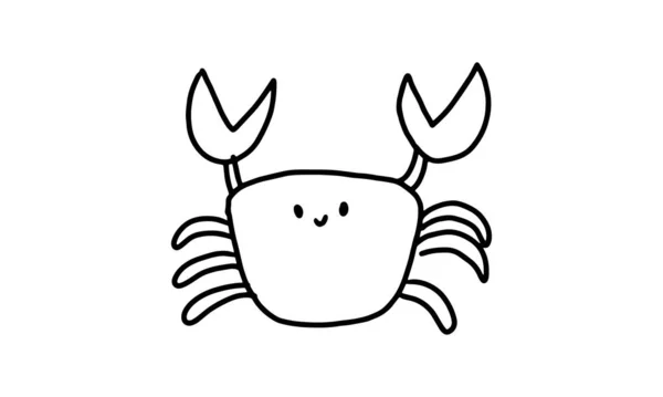 Happy Cute Crab Claws Sea Animal Cartoon Coloring Character Collection — Vetor de Stock