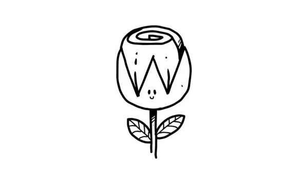 花のイラストの小枝 図面や着色活動のための無色の漫画 子供の発達と創造性のための楽しい活動 ベクトル設計における白地に隔離された物体 — ストックベクタ