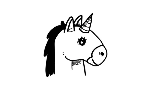 Ilustrasi Kepala Kuda Poni Kecil Kartun Tak Berwarna Untuk Kegiatan - Stok Vektor